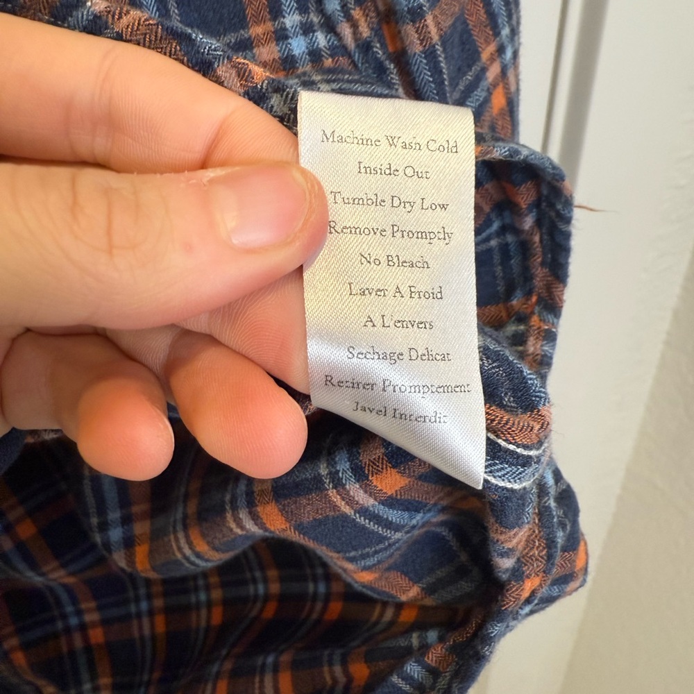 Frank & Eileen Blue and Orange Checkered Shirt - Picture 5 of 7